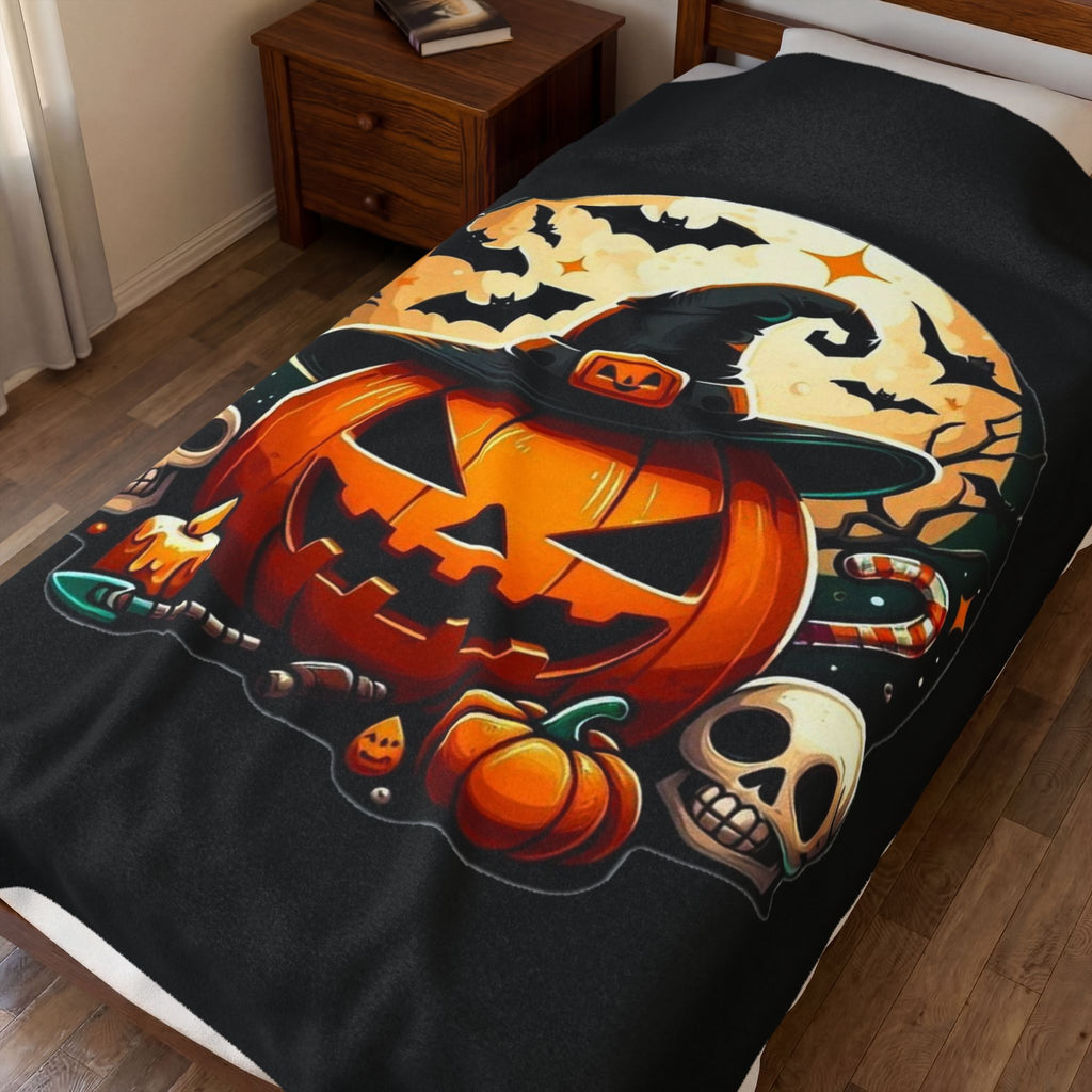 Spooky Pumpkin Plush Blanket