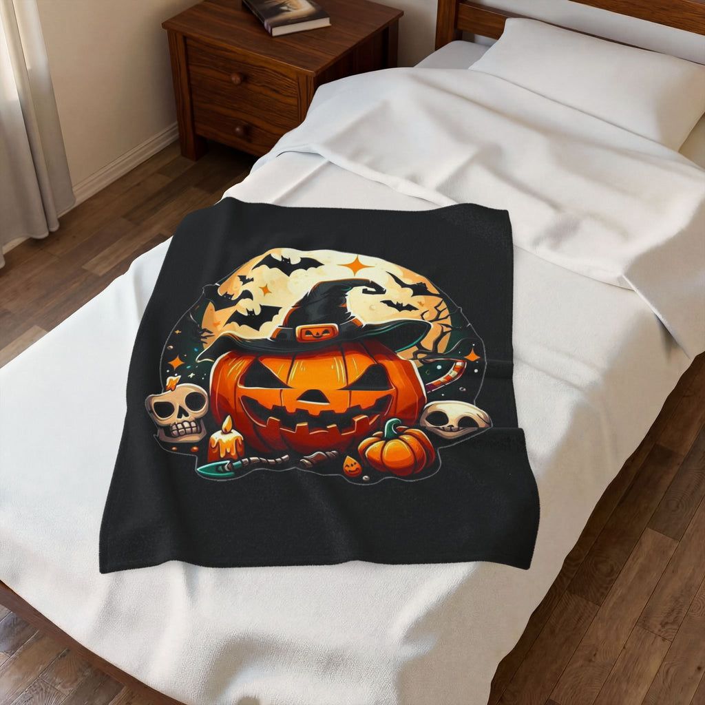 Spooky Pumpkin Plush Blanket