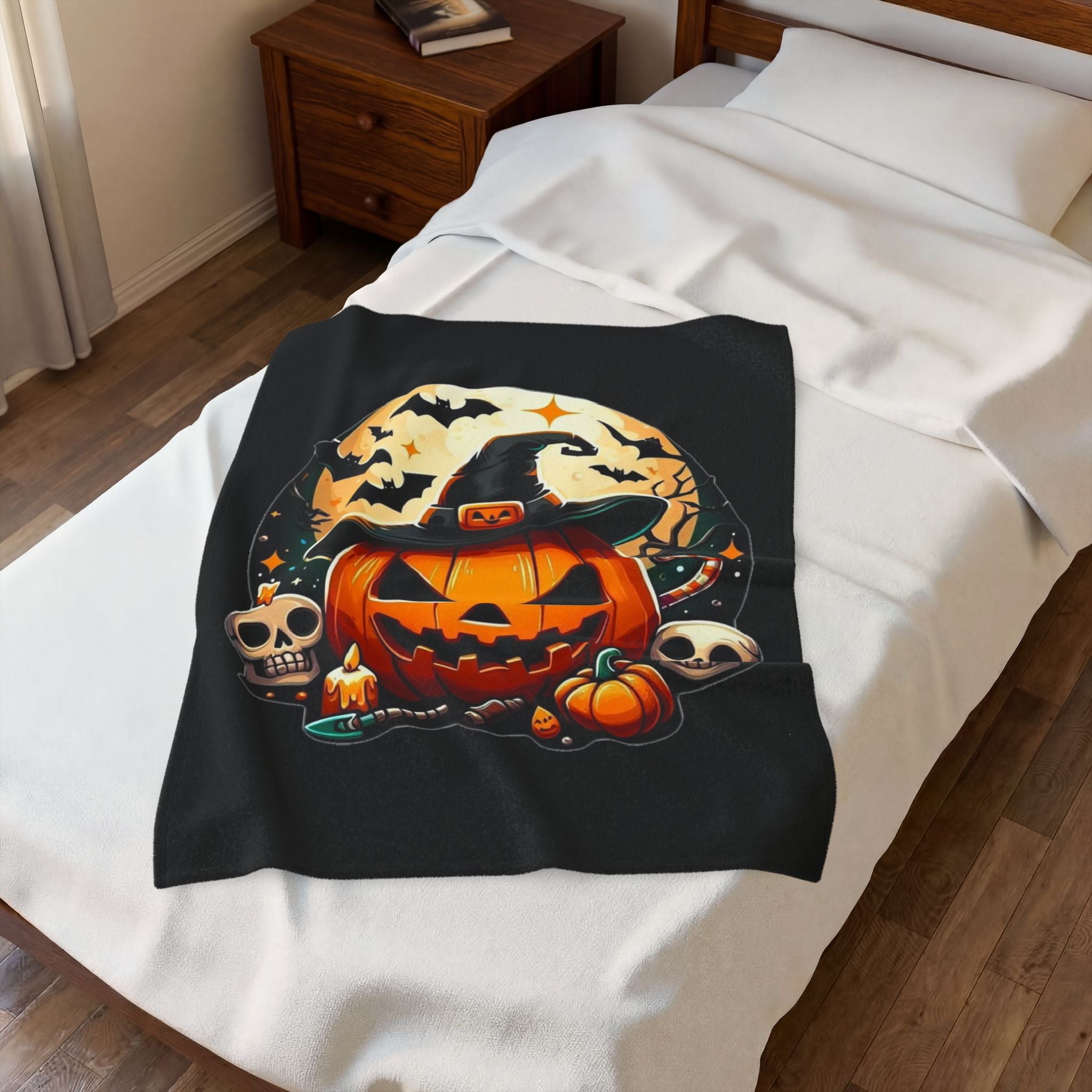 Spooky Pumpkin Plush Blanket
