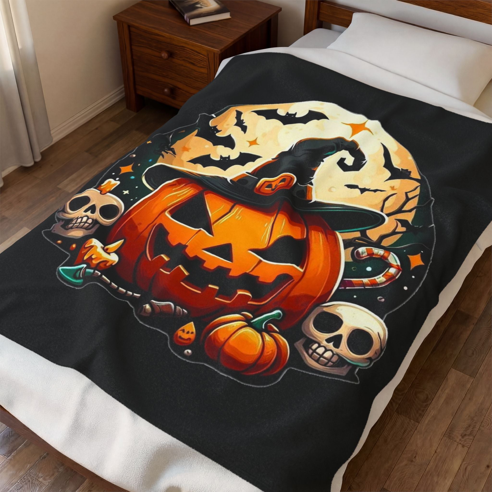 Spooky Pumpkin Plush Blanket