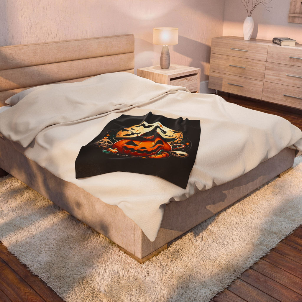 Spooky Pumpkin Plush Blanket