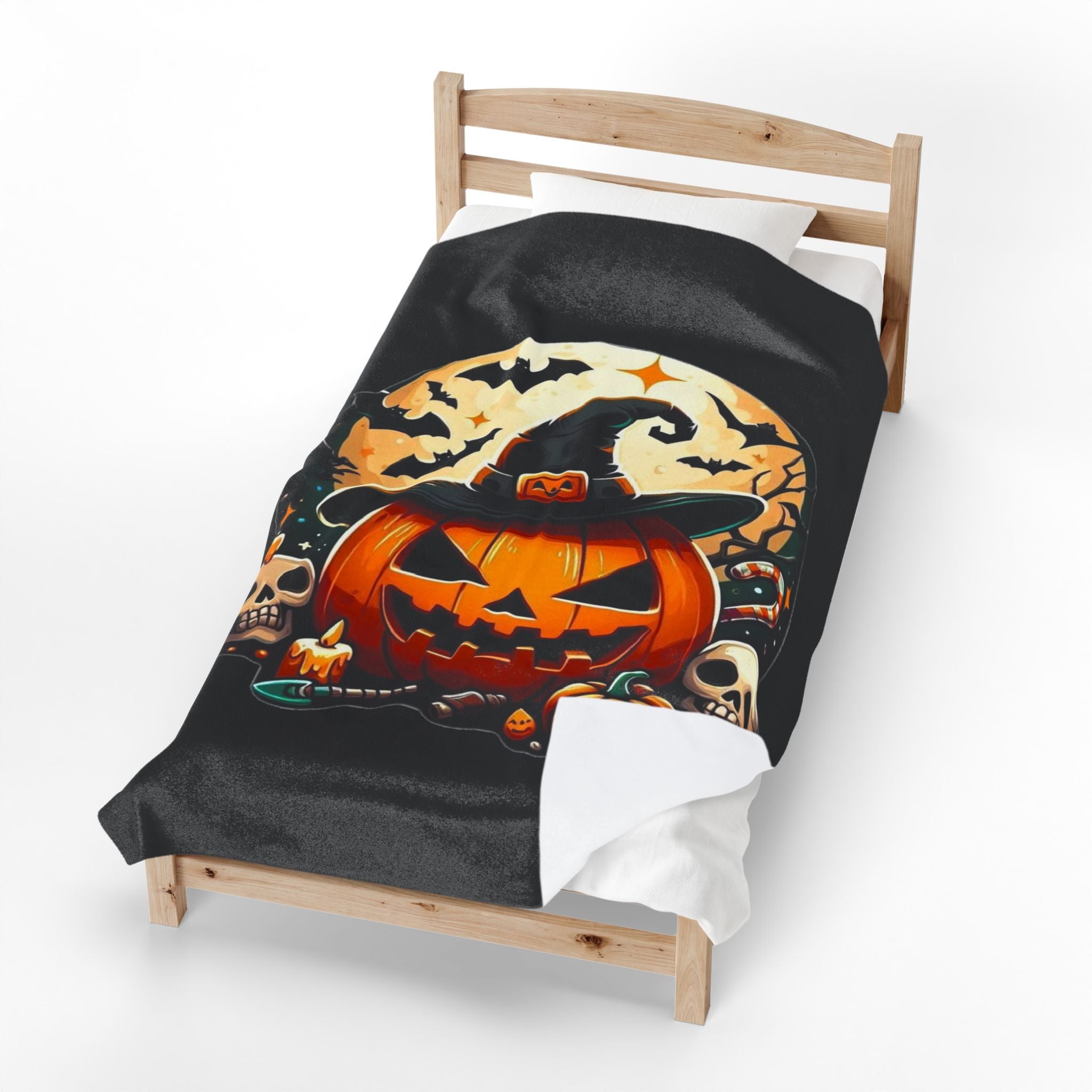 Spooky Pumpkin Plush Blanket
