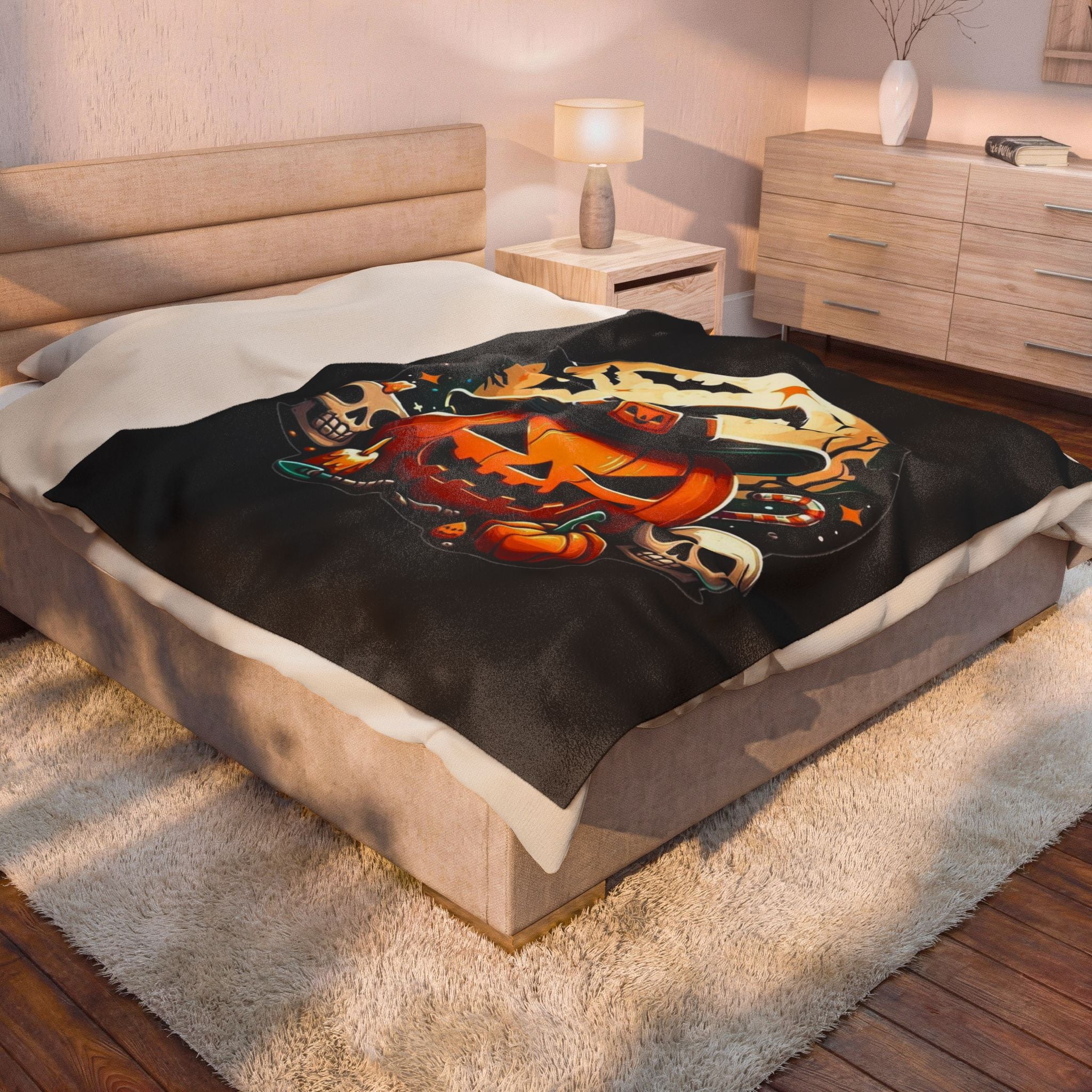 Spooky Pumpkin Plush Blanket