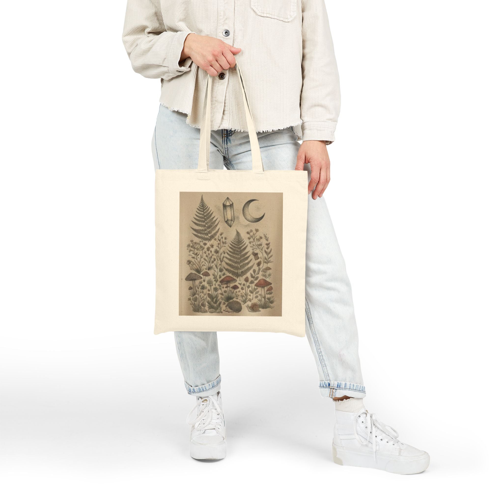 Cotton Canvas Sage & Fern Tote Bag