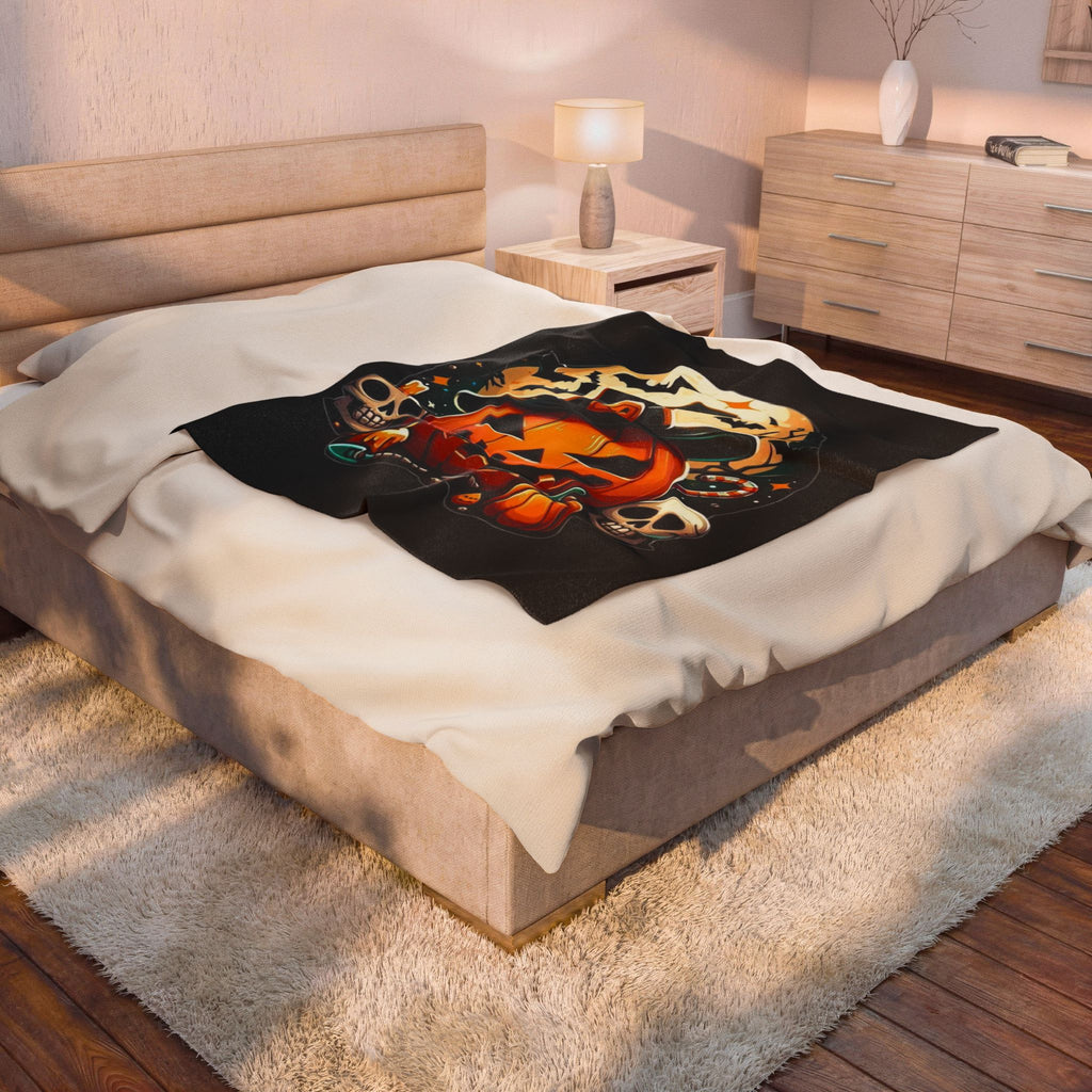Spooky Pumpkin Plush Blanket