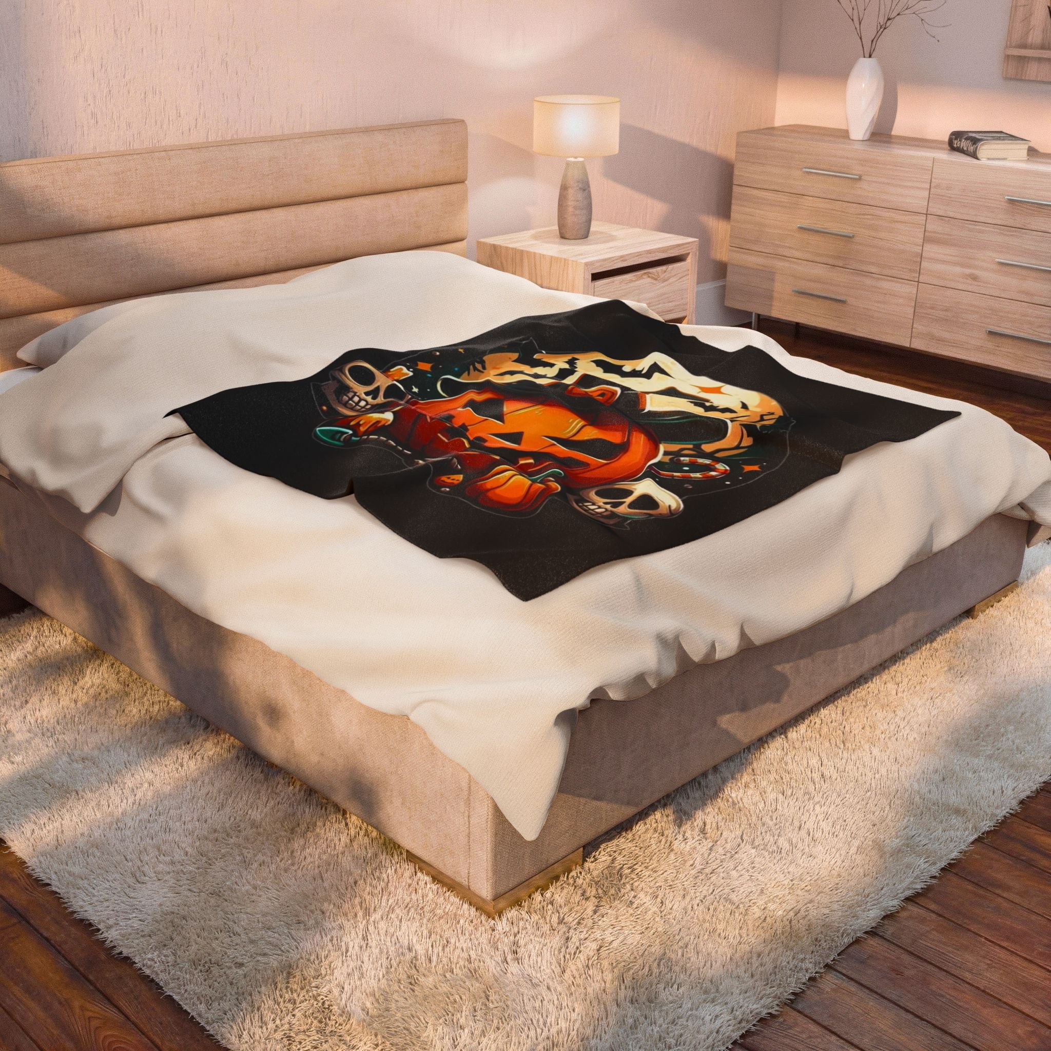 Spooky Pumpkin Plush Blanket