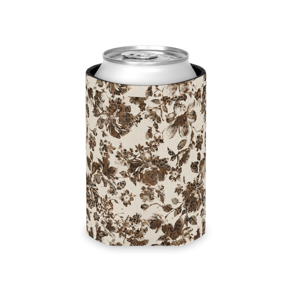 Tan with Flowers Can Cooler