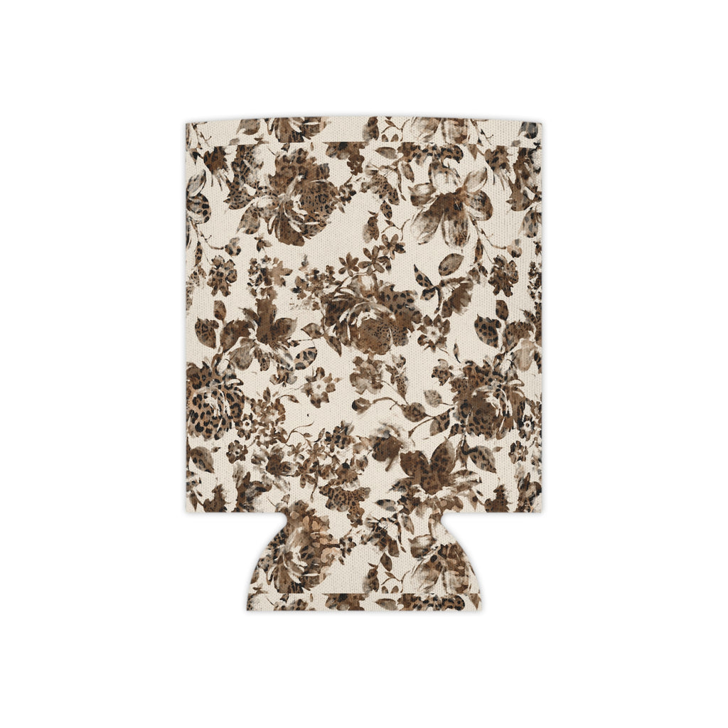 Tan with Flowers Can Cooler