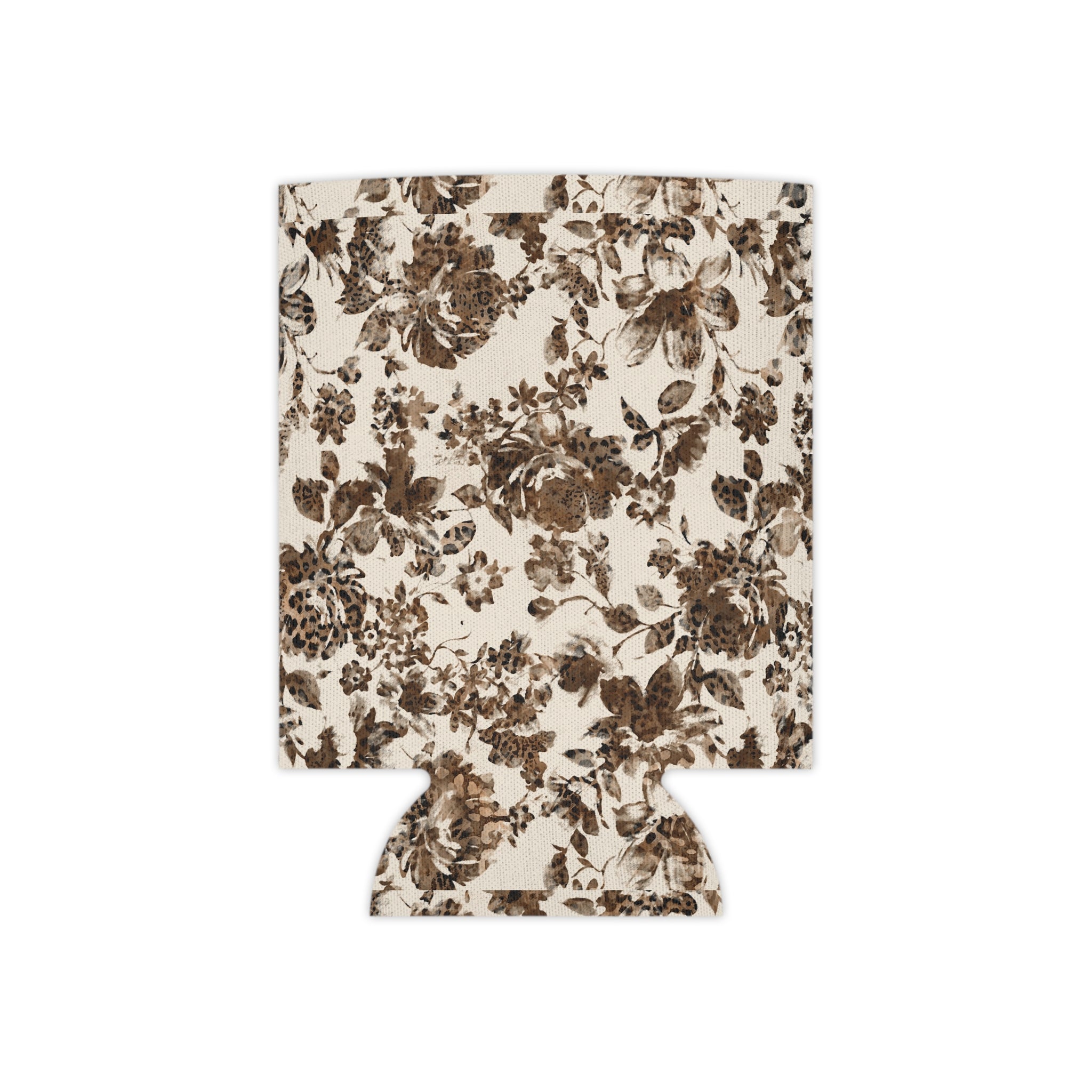 Tan with Flowers Can Cooler